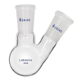 Glass 100ml 2 Neck Round Bottom Flask RBF, with 24/40 Center and Side Standard Taper Outer Joint, 100ml