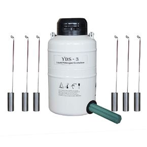 HFS(R) Aluminum Alloy Cryogenic Container Liquid Nitrogen Ln2 Tank with 6 Canisters Carrying Bag/Protection Cover (3L)