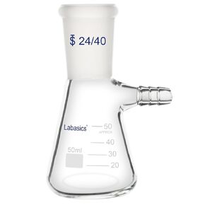 250 ml Filtering Flask with 24/40 Standard Taper Joint, High Borosilicate Glass Filter Flask, Bolt Neck with Tubulation, 9 mm Hose Interface
