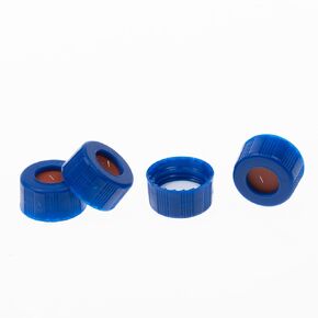 200PCS 9mm HPLC 2ml Autosampler Vial Caps Blue 9-425 Ribbed Screw Caps with Red PTFE&White Silicone Septa