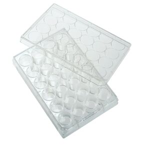Celltreat 229123 24 Clear Polystyrene Well Tissue Culture Plate with Lid, Sterile, 1.93 cm2 Cell Growth Area, Flat Bottom, Individual Pack (Pack of 50)