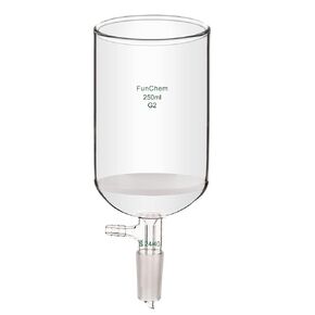 Buchner Filtering Funnel with Medium Frit (G2), I.D. 76 mm, 80 mm Depth, with 24/40 Standard Taper Inner Joint and Vacuum Serrated Tubulation, 250 mL