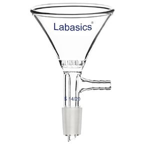 Borosilicate Glass Filter Funnel with 60mm Top Outer Dimension, Triangular Shape with Glass Filter Plate, 14/20 Inner Joint Glass Filtering Funnels