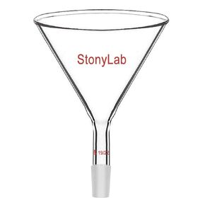 قمع مسحوق قصير الجذع من StonyLab مع أبعاد خارجية علوية 100 مم وقمع زجاجي لتصفية المفصل الداخلي 24/40