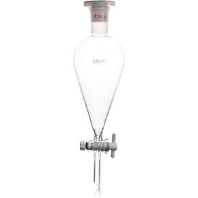 قمع فصل مخروطي الشكل من زجاج البورسليكات من Autoark سعة 250 مل مع وصلة 24/40 ومحبس PTFE، AIS-001 in Kuwait