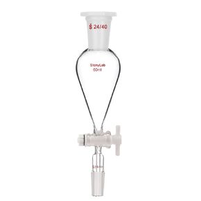 stonylab Separatory Funnel with PTFE Stopcock, 500 ml Conical Pear-Shaped Heavy Wall Borosilicate Glass Separating Funnel with 24/40 Joints