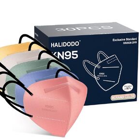 HALIDODO Individually Wrapped, 60 Packs KN95 Face Mask, 5-Ply Breathable Comfortable Safety Mask with Over 95% Filtering(Black)