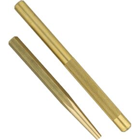 ABN Brass Punch Set - 2 Piece Brass Drift Pin Punch Set - Mechanic’s Non-Marring Chisel Punches for Vehicles