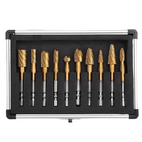20 Pcs Carbide Burr Set with 1/4 inch Hex Shank,Double Cut Tungsten Carbide Rotary Burr Set for DIY Grinder Metal Wood Carving Engraving Polishing Drilling Grinding Milling Cutting