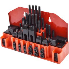 58 قطعة 7/16 بوصة T-Slot Hold Down Clamp Clamp Kit مجموعة مطحنة ميكانيكية بديلة لآلة طحن بريدجبورت مع صندوق تخزين بلاستيكي (3/8-16)