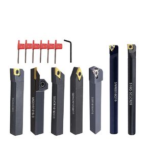 Turning Holders 7 Sets 5/8" Shank Lathe Turning Tool Holders with Indexable Carbide Inserts for Turning Boring Grooving Cutting Threading
