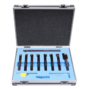 Accusize Industrial Tools 3/8" 9 Pieces/Set, Indexable Carbide Turning Tools and Boring Bar, 2988-0038