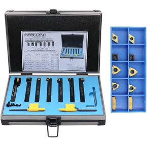 Accusize Industrial Tools 3/8" 9 قطعة/مجموعة، أدوات تحويل كربيد قابلة للفهرسة وقضيب مملة، 2988-0038