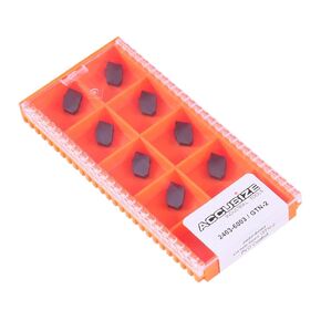 Accusize Industrial Tools Gtn-3 PVD حشوات مقطوعة من الكربيد ذاتية القفل، 0 درجة، قطع الفولاذ المقاوم للصدأ، مجموعة 10 قطع، 2403-6004x10