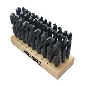 Accusize Industrial Tools M35 (H.S.S.+5% Cobalt) 1/2" Shank and Drill - 9/16" to 1", Set of 8 Pieces, H516-6507