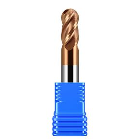 3/8" Carbide Ball Nose end Mill Bits - 3/8" Shank Dia,2-1/2'' Oal - 4 Flutes TISIN Coated - for Alloy Steels, Hardened Steels