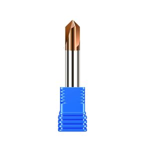 Carbide Chamfer End Mill 90 Degree 3/8" Shank Dia - Carving Bits, V Groove,Tisin Coated 3 Flute- for Alloy Steels, Hardened Steels
