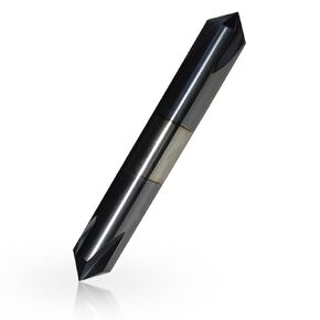 3/8" Carbide Chamfer Mill, 60 Degree, 3/8" Chamfer Mill, Double End, 4 Flute, Solid Carbide End Mill, 3/8" Cutting Diameter, 2-1/2" Overall Length, AlTiN Coated