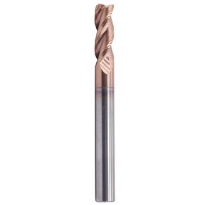 Solid Carbide Corner Radius End Mill for Aluminum - ZRN Coated, 37 Degree Helix- .015" Corner Radius, 3 Flute, 1/4" Cutting Diameter, 1/4" Shank Diameter, 3/4" Length of Cut, 2-1/2" Overall Length
