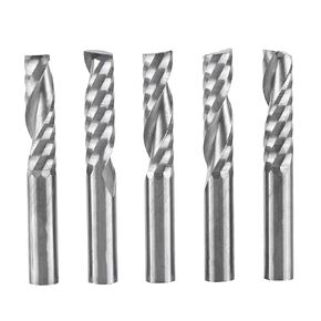 End Mill Bits 5Pcs 6mm Shank Single Flute End Mills Drill Bit Tool Tungsten Carbide CNC Router Milling Bits for Wood Aluminum Steel PCB PVC Circuit Boards Acrylic Carbon Fiber