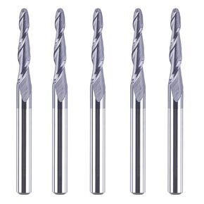 SpeTool 5Pc/Pack Tapered Cone 1/8 End Mills 0.5MM Cutting Radius(1.0mm Diameter) 3D Wood Engrave CNC Router Bits Tools