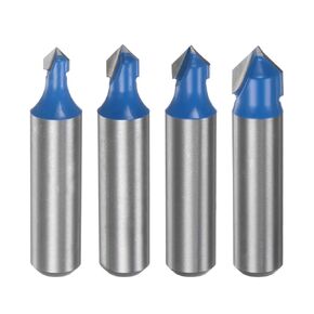 1 مجموعة لقم التوجيه 6.3/7.9/9.5/12.7 مللي متر ضياء 1/2 "عرقوب 90 درجة فولت نوع نهاية مطحنة كربيد لأعمال النجارة النجارة النقش حافة المتقلب أدوات القطع