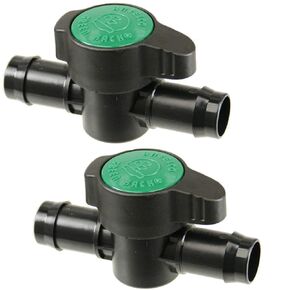 2-Pack In-Line Barbed Ball Valve 13mm For 1/2 Inch Tubing .520 ID - Regulate and Shut-Off/On Water Flow
