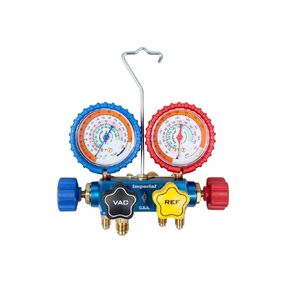 Imperial Tool 644C Manifold R22 4-Valve, Hoses, R404A, R410A, 4 psi - 60 psi, 3/8" VAC