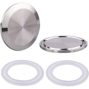 DERNORD 2 Inch Sanitary Fitting Clamp End Cap SS304 with Silicone Gasket fits Tri-Clamp Ferrule Flange (Pack of 2)