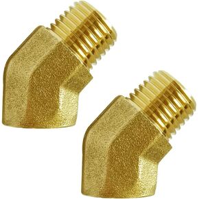 Joywayus 2PCS Brass 45 Degrees Elbow Pipe Fittings 1/4"NPT Male to 1/4"NPT Female Brass Fittings