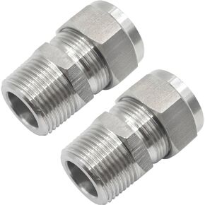 Stainless Steel 304 Compression Adapter 1/4" OD x 1/4" NPT Male Tube Fitting, Pack of 2