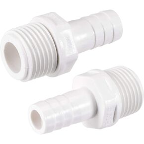 uxcell PVC Tube Fitting Adapter 12mm Barbed x G1/2 Male White for Aquariums, Water Tanks, Tubs, Pools 2Pcs