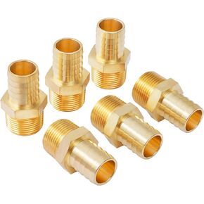 SUNGATOR Air Hose Barb Fittings 3/8 Inch Barb × 1/4 Inch NPT, Brass Hose Barb Fittings, 3/8" Barb to 1/4" NPT Male Barbed Air Hose Repair Fitting, Brass Hose to Pipe Fitting Adapter Connector (6 Pack)