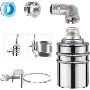 Float Valve, 1/2" to 3/4" Water Float Valve, 304 Stainless Steel Fully Automatic Water Level Control Float Valve, Auto Fill Shut Off Float Valve for Water Tank, Livestock Troughs, Pood