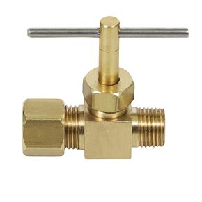 Midline Valve OW68-1418-NL 1/4" OD COMP X 1/8" MIP Straight Needle Valve, Lead-Free