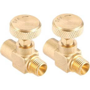 Yetaha 2PCS 1/4" Female NPT X 1/4" Male NPT Needle Valve Heavy Duty Brass High Pressure Propane LPG Gas Flow Control Needle Valve Premium Replacement Hardware Instrument Wheel Handle Connection Golden