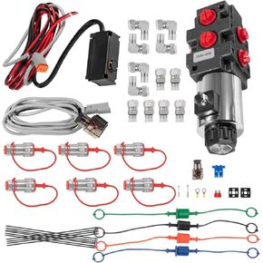 DV90-80S Hydraulic Multiplier Diverter Selector Solenoid Valve 24 GPM, 6 Port, 3625 Max PSI, 12VDC, with Switch, Extension Harness, Ag Coupler Adapters For Most Tractors, Up To 3 Additional Functions