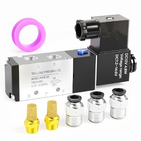 TAILONZ PNEUMATIC 1/8"NPT Solenoid Valve 4V110-06 DC12V Single Coil Pilot-Operated Electric 2 Position 5 Way Connection Type Outlet wire