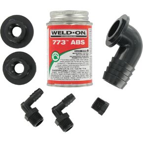 Valterra RK907 90° Barbed Elbow ABS Tank Fill Kit with Cement , Black