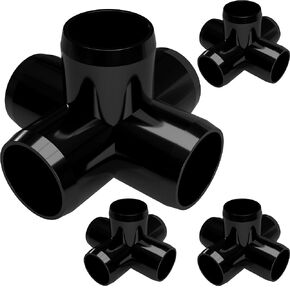 FORMUFIT 1" 5-Way Cross Furniture Grade PVC Fitting in White, Made in USA, UV-Resistant, Impact-Proof, 1.315" Actual Socket Diameter (Pack of 4) - F0015WC-WH-4