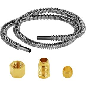 MENSI 1/4" Stainless Steel Pilot Burner Assembly Parts Tubing Flexible Hose with 7/16-24UNS Fittings for Gas Fryer, Whirlpool Water Heater 00112330 Pilot Flame Kits