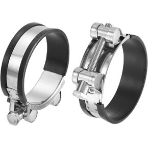 uxcell T-Bolt Hose Clamp, 2Pcs 113-121mm Adjustable Stainless Steel Rubber Cushioned Intake Intercooler Pipe Clamps Hose Clip for Industrial