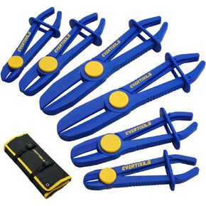 6pc Radiator Hose Clamp Pliers, Fuel Line Clamp Pliers Tools, Hose Pinch Off Pliers Straight & 90 Angled For Flexible Hoses Automotive Gas Lines Radiator Brake Coolant Easy To Use