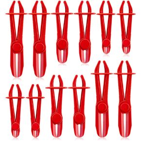 12 Pcs Hose Clamp Pliers Hose Pinch off Pliers Hose Pliers Fuel Line Clamp Pinch Clamp Tool for Fuel Radiator Hoses Gas Lines Brake Hoses Equipment, Red, 3 Sizes