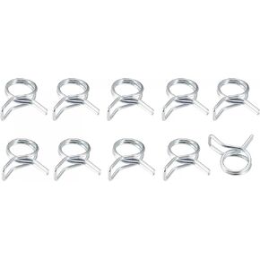 METALLIXITY Spring Hose Clamp (9mm/0.35") 10Pcs, Double Wire Spring Steel Clips - for (9.5mm to 10.5mm/0.37" to 0.41") OD Home Garden Hose Tube Fastening