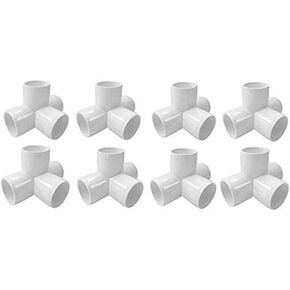 PVC Elbow Corner Side Outlet Tee Fitting Tee PVC Fitting Elbow PVC Elbow Corner Side Outlet Tee Fitting PVC Elbow Fittings (4Way 1", 8)