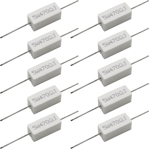 Cement Resistor,10 PCS 5W 470 Ohm 5% Axial Lead Wire Resistor White Wound Fixed Ceramic Cement Resistors Wirewound Cement Power Resistors Flame Heat Moisture Resistance Precharge Horizontal Resistors in Saudi Arabia