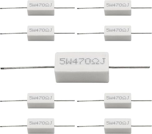 Cement Resistor,10 PCS 5W 470 Ohm 5% Axial Lead Wire Resistor White Wound Fixed Ceramic Cement Resistors Wirewound Cement Power Resistors Flame Heat Moisture Resistance Precharge Horizontal Resistors in Saudi Arabia
