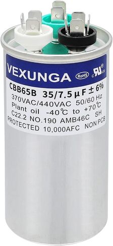 40/5 uF 40+5 MFD 370VAC or 440VAC Dual Run Start Round A/C Capacitor CBB65 CBB65B Air Conditioner Capacitors for AC Unit Fan Motor Start or Heat Pump or Condenser Straight Cool in Kuwait