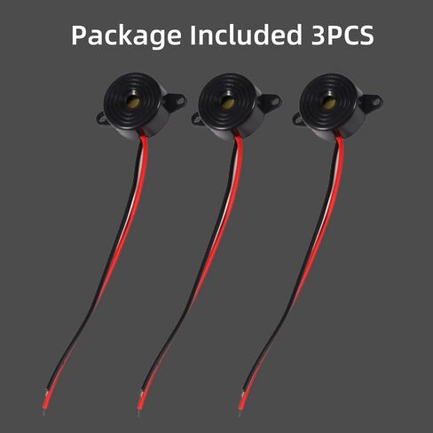 3-Pack DC 3V-24V Active Piezo Electric Buzzer Piezo Electronic Buzzer Alarm Active Buzzer Loud Continuous Sound with 100mm Sound Cable in Saudi Arabia